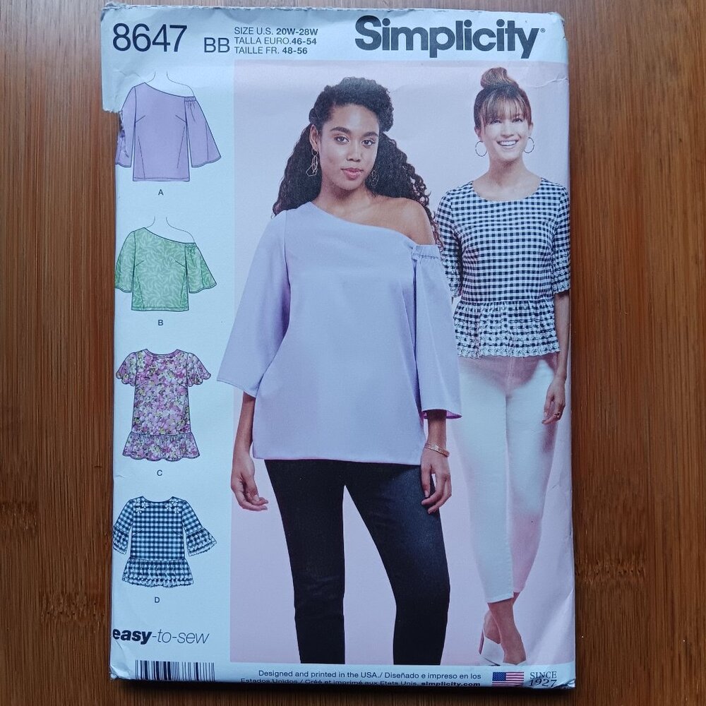 Simplicity One-Shoulder Peplum Top Pattern 8647 Plus Size